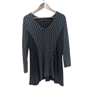 Tianello Top Womens Large Black Peyton Tunic Textured Knit Art‎ to Wear